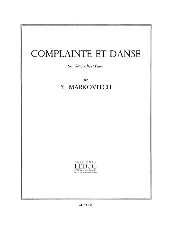 Complainte et danse, pour saxo alto et piano