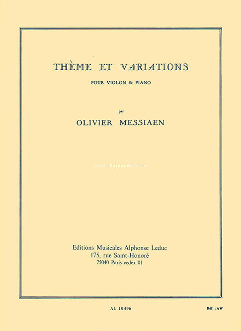 Thème et variations, pour violon et piano