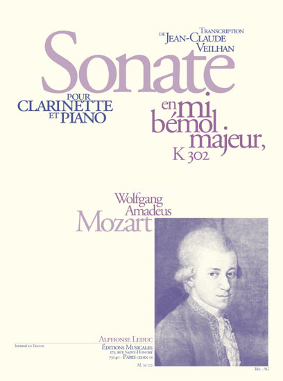 Sonate En Mi Bémol Majeur K302, Clarinet and Piano. 9790046292224
