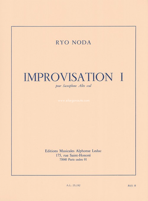 Improvisation I, pour saxophone alto seul. 9790046251924 Improvisation I, pour saxophone alto seul. 9790046251924