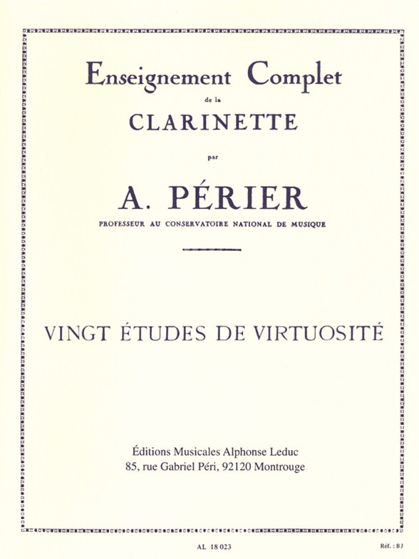 20 Études de virtuosité, pour clarinette. 9790046180231