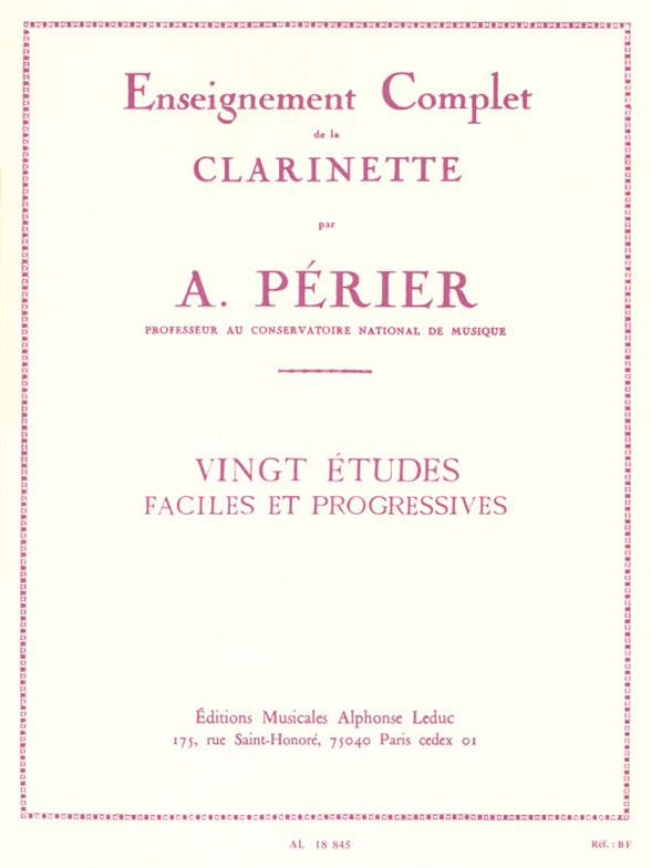 20 Etudes Faciles & Progressives, Clarinet. 9790046188459