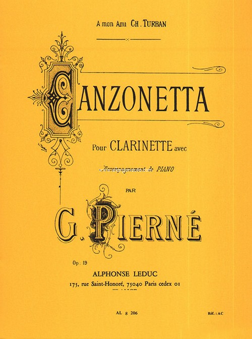 Canzonetta Op. 19, pour clarinet et piano. 9790046082061