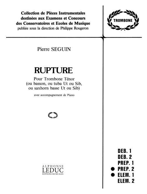 Rupture: Trombone Tenor Et Piano - Collection Rougeron, Tenor Trombone and Piano