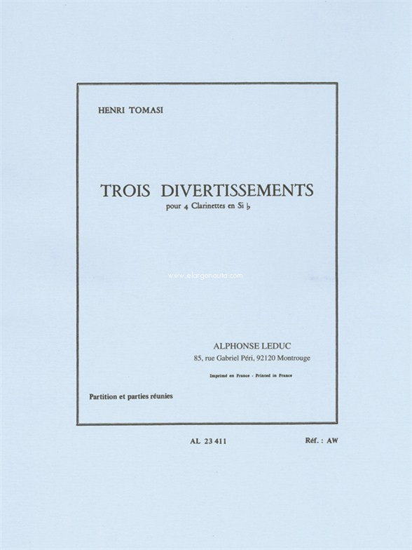 Three Divertissements For Four Clarinets, 4 Clarinets