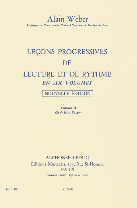 Leçons progressives de lecture et de rythme, vol. II. 9790046236938