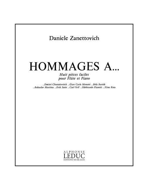 Hommages A..-8 Pieces Faciles, Flute and Piano. 9790046262531