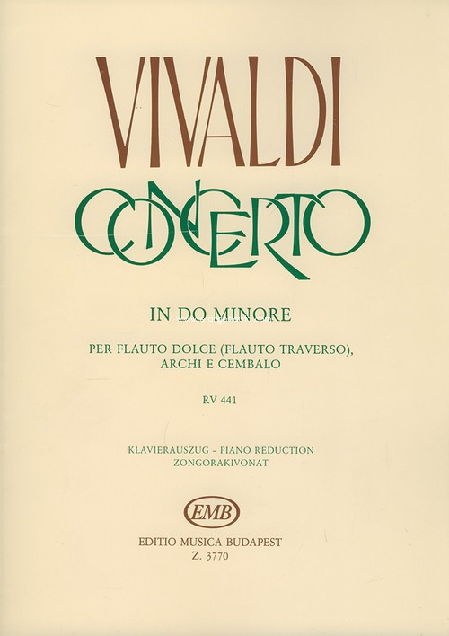 Recorder Concerto In C Minor RV 441: per flauto, archi e cembalo RV 441 (F.VI. No. 11, P.V. 440), Flute and Piano