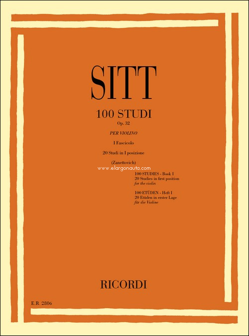 100 Studi Op. 32 per Violino - Volume 1: 20 Studi In Prima Posizione