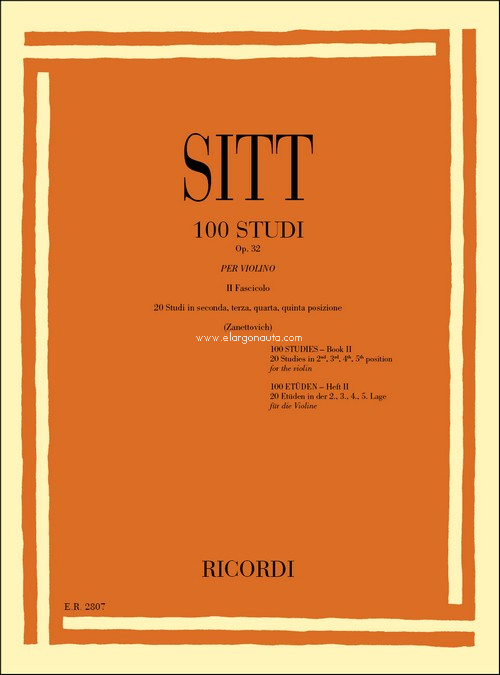 100 Studi Op. 32 per Violino - Volume 2: 20 Studi In Seconda, Terza, Quarta, Quinta Posizione