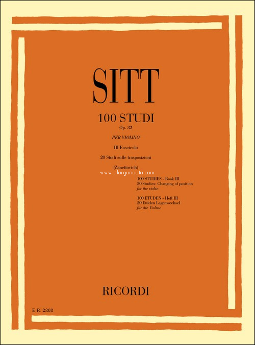 100 Studi Op. 32 per Violino - Volume 3: 20 Studi Sulle Trasposizioni