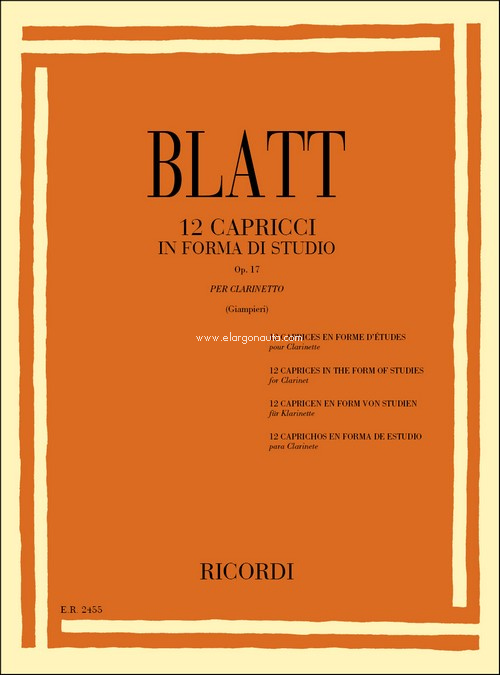 12 Capricci In Forma Di Studio Op. 17, Clarinet