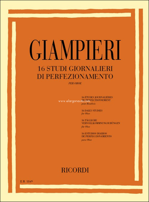 16 Studi Giornalieri Di Perfezionamento, Oboe. 9790041818498