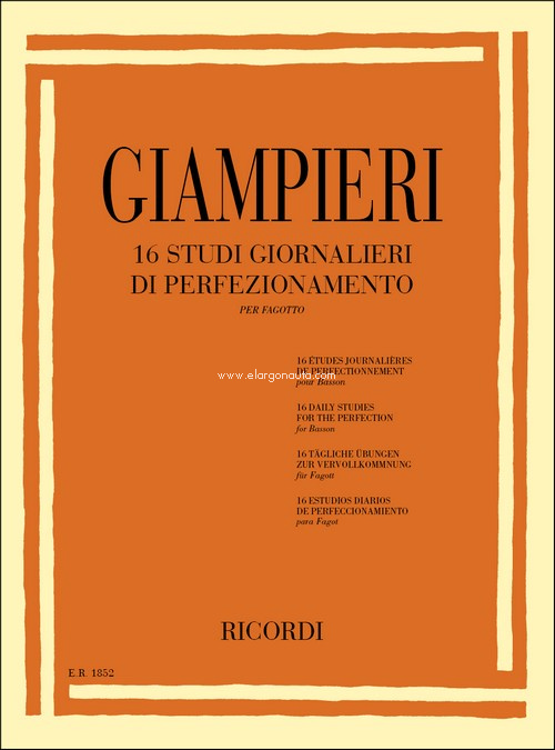 16 Studi Giornalieri Di Perfezionamento, Bassoon. 9790041818528