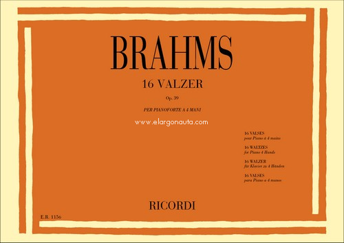 16 Valzer Op. 39, Piano, 4 Hands. 9790041811567