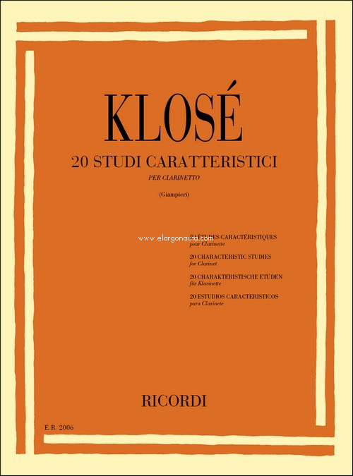 20 Studi Caratteristici: Per Clarinetto. 9790041820064