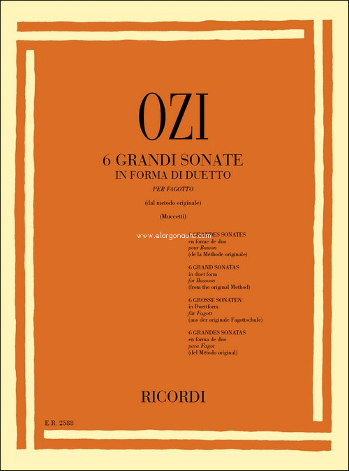 6 Grandi sonate Ii forma di duetto, fagotto. 9790041825885