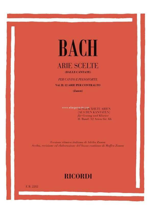 Arie Scelte Dalle Cantate, Vocal and Piano