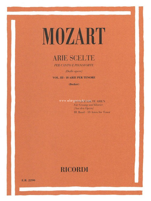 Arie Scelte: Volume 3: 18 Arie Per Tenore E Pianoforte, Vocal and Piano. 9790041822907