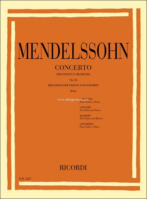 Concerto Per Violino In Mi Min. Op. 64 (Polo): Riduzione Per Violino E Pianoforte, Violin and Piano. 9790041822075