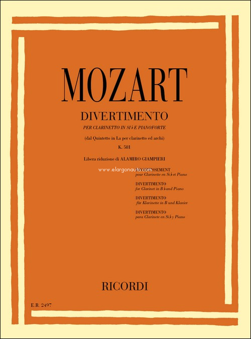 Quintetto In La Kv 581 Per Clarinetto, Clarinet [2 Clarinets] and Piano
