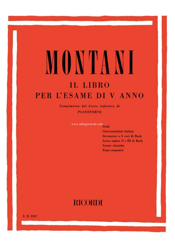 Libro per l'Esame di V Anno, Compimento del Corso inferiore di Pianoforte