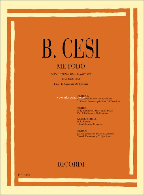 Metodo Per Lo Studio Del Pianoforte - Fasc. I