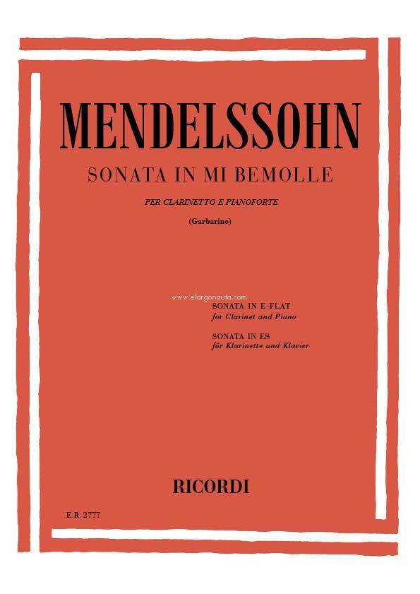 Sonata In Mi Bem.: Per Clarinetto E Pianoforte, Clarinet [2 Clarinets] and Piano. 9790041827773