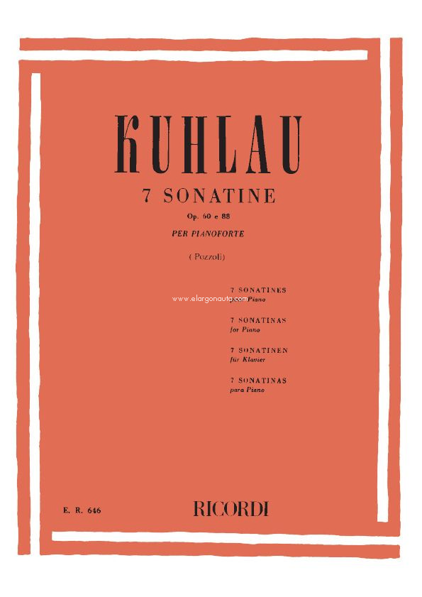 7 Sonatine Op. 60, Op. 88, per pianoforte. 9790041806464