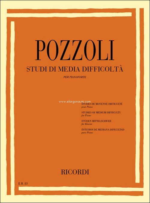 Estudios de mediana dificultad, para piano. 9790041800837