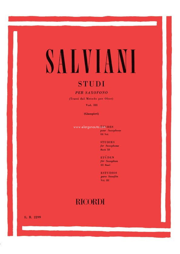 Studi Per Saxofono (Tratti Dal Metodo Per Oboe), vol. III. 9790041822990