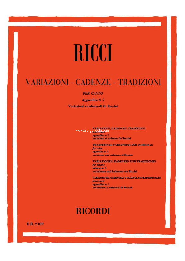 Variazioni - Cadenze - Tradizioni, per canto, appendice N. 2. 9790041821092