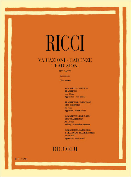 Variazioni - Cadenze - Tradizioni, per canto, appendice N. 1. 9790041819938