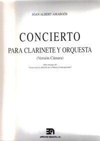 Concierto para clarinete y orquesta (versión Cámara). 9790692122197