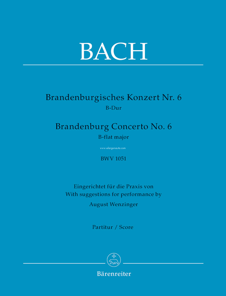 Brandenburg Concerto No. 6, B-flat major, BWV 1051, Score. 9790006464807