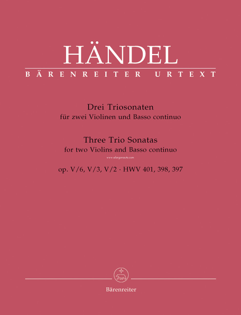 Three Trio Sonatas for Two Violins, 2 Violins or 2 Flutes and Piano