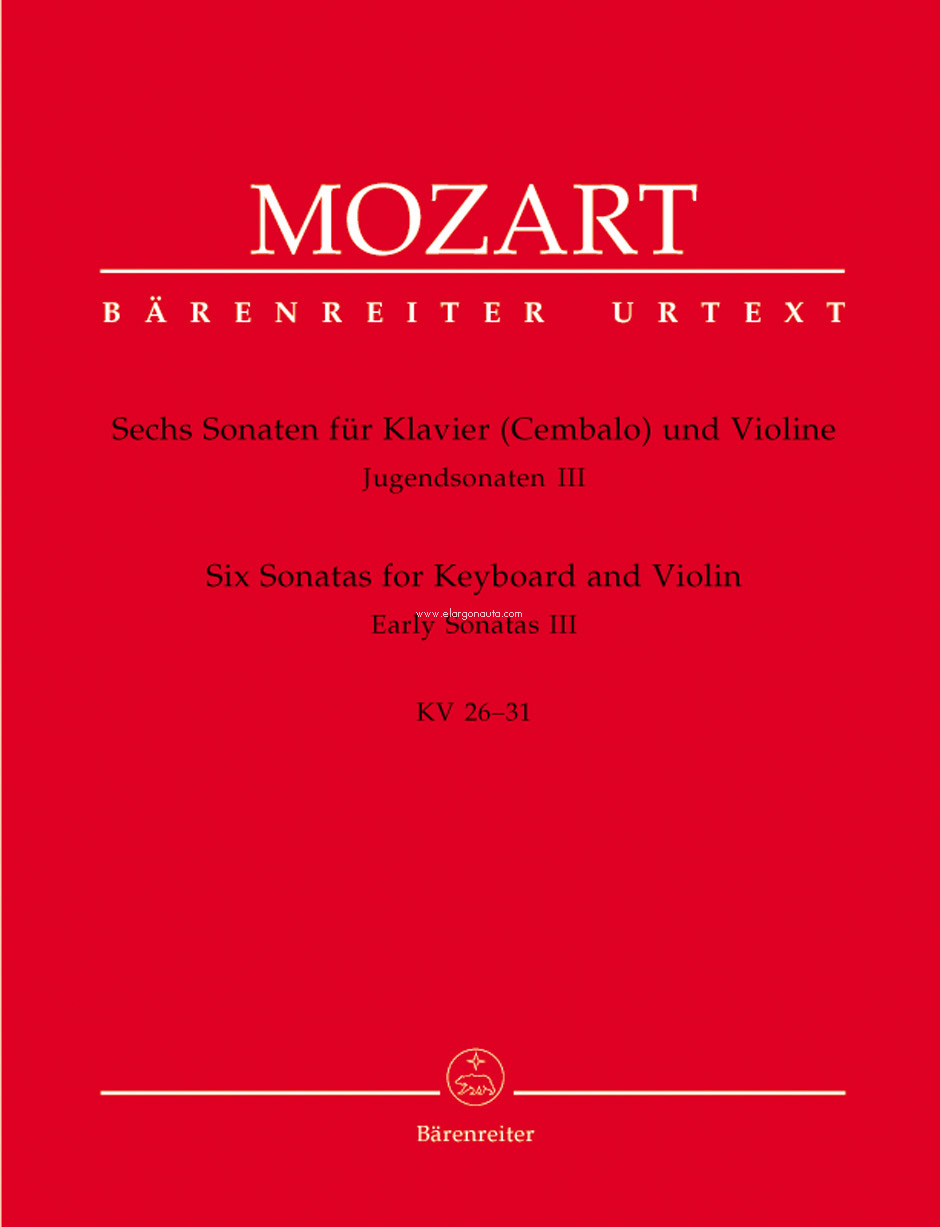 Six Sonatas For Keyboard And Violin KV 26-31, Violin and Piano