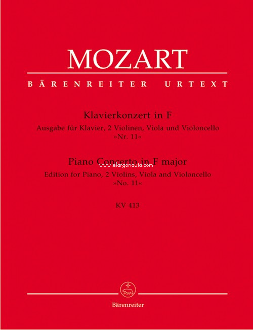 Piano Concerto No. 11 in F major K. 413: Chamber music edition (piano quintet), String Quartet and Piano