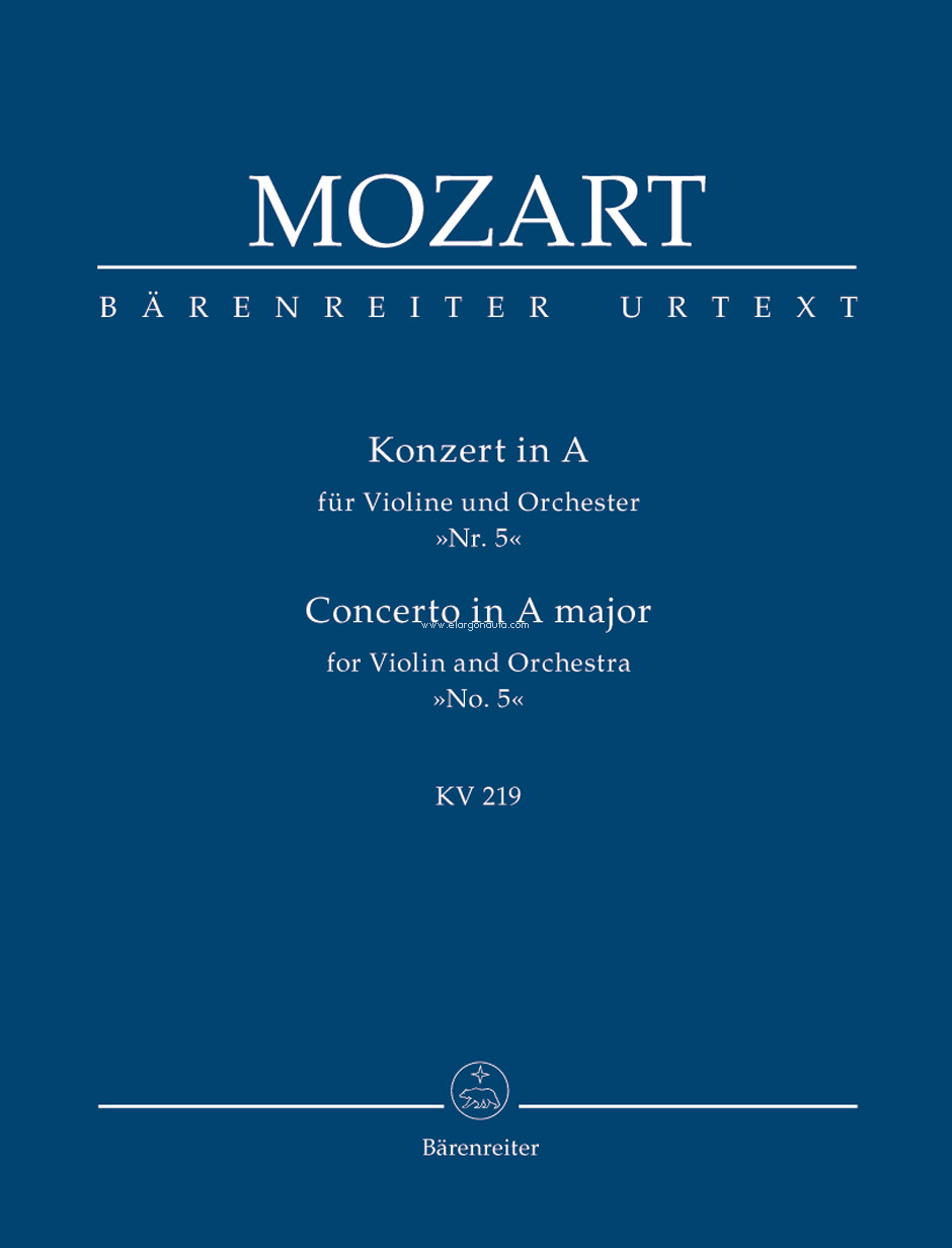 Concerto for Violin and Orchestra no. 5 in A major K. 219, Study Score. 9790006200184