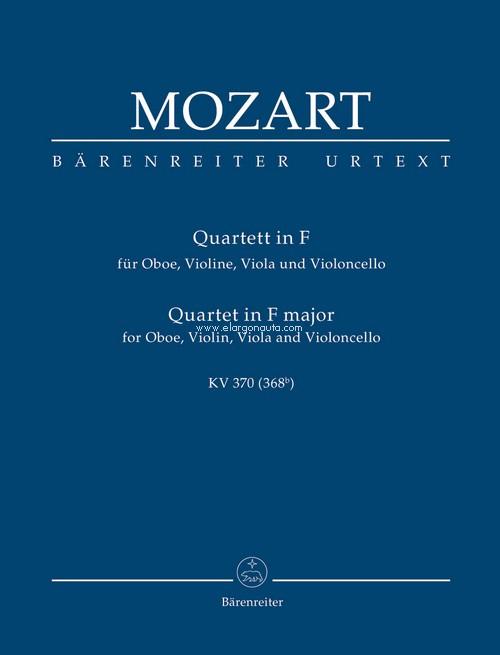 Oboe Quartet K370 F Study Score, Oboe, Violin, Viola, Cello. 9790006201297