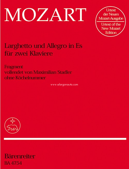 Larghetto und Allegro for two Pianos E flat major: for two Pianos, 2 Pianos