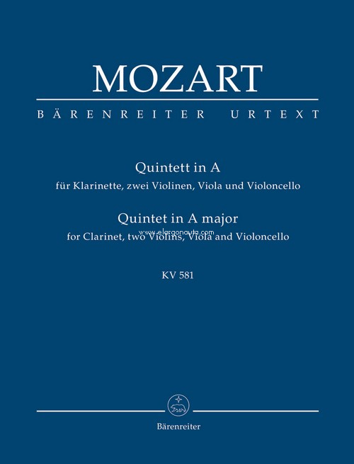 Clarinet Quintet K581 Study Score: for Clarinet, two Violins, Viola and Violoncello, A Clarinet, 2 Violins, Viola, Violoncello