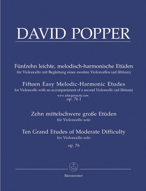 15 Easy Melodic-Harmonic Etudes. 10 Grand Etudes of Moderate Difficulty, Op. 76, Cello. 9790006525164