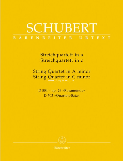 String Quartet A Minor D 804 Op. 29 'Rosamunde'. 9790006472802 String Quartet A Minor D 804 Op. 29 'Rosamunde'. 9790006472802