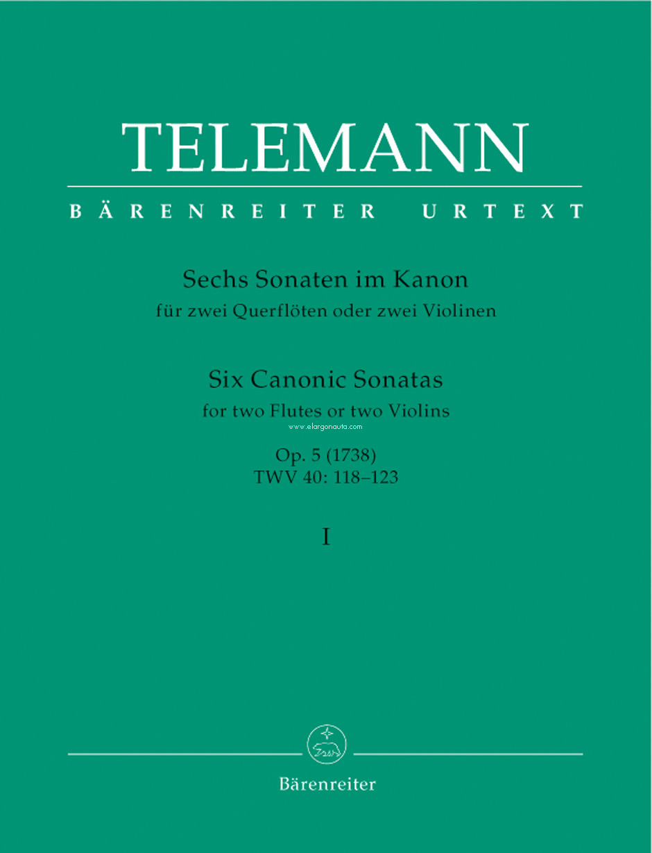 Sechs Sonaten im Kanon für zwei Querflöten oder zwei Violinen op. 5 TWV 40: 118-120 Heft 1