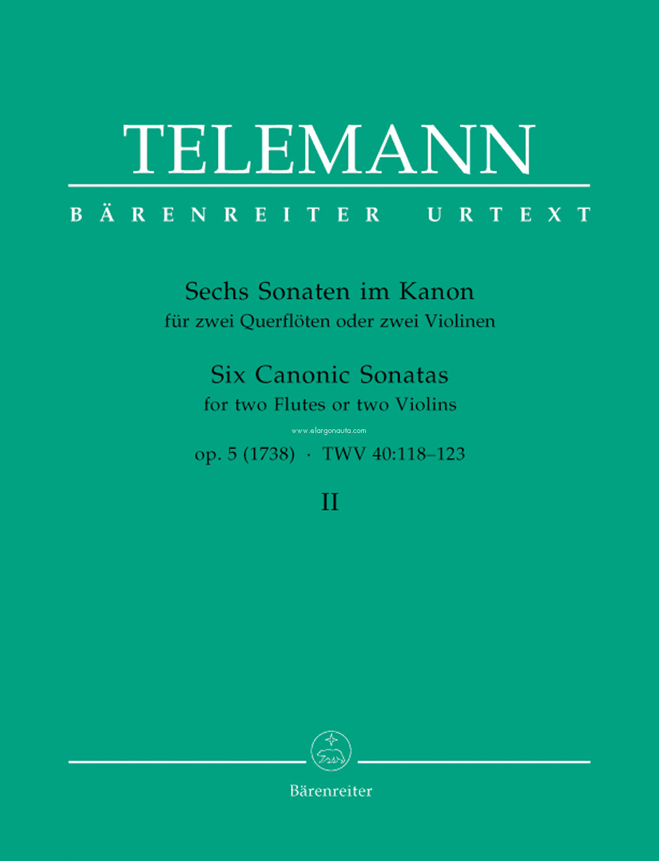 Six Canonic Sonatas For Two Violins, 2 Flutes. 9790006428342 Six Canonic Sonatas For Two Violins, 2 Flutes. 9790006428342