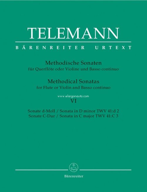 Methodical Sonatas Book 6, Flute or Violin and Basso continuo. 9790006419074