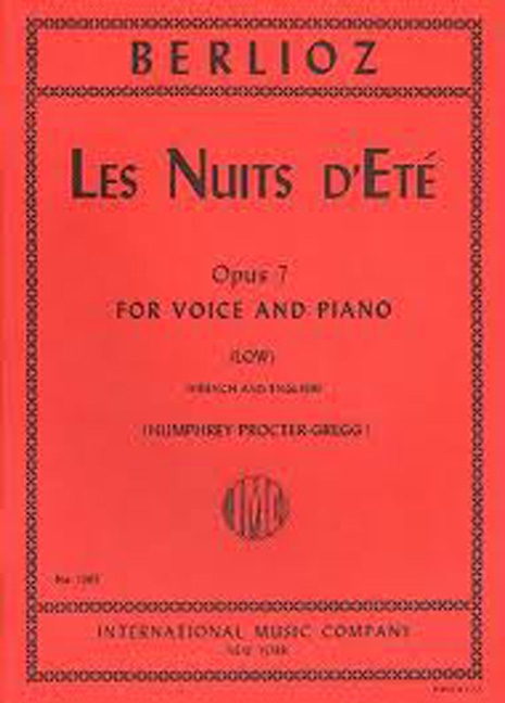 Les Nuits d'Ete, Op. 7, for Low Voice and Piano