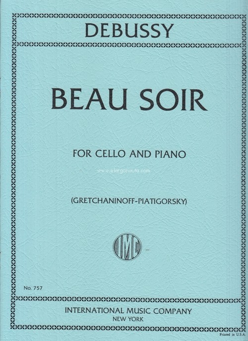 Beau Soir, for Cello and Cello. 9790220406263