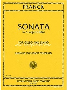 Sonata in A major (1886), for cello and piano. 9790220403743